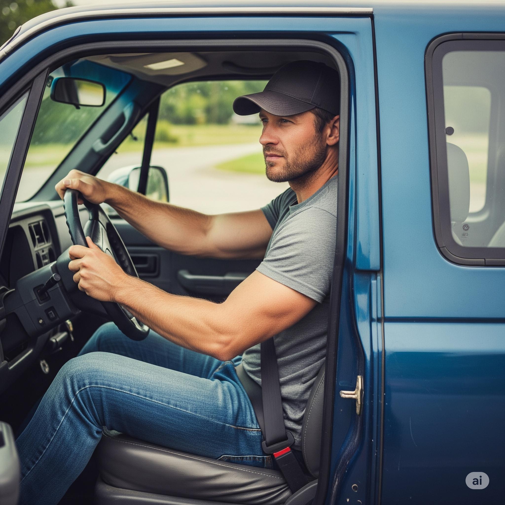 American man in his truck