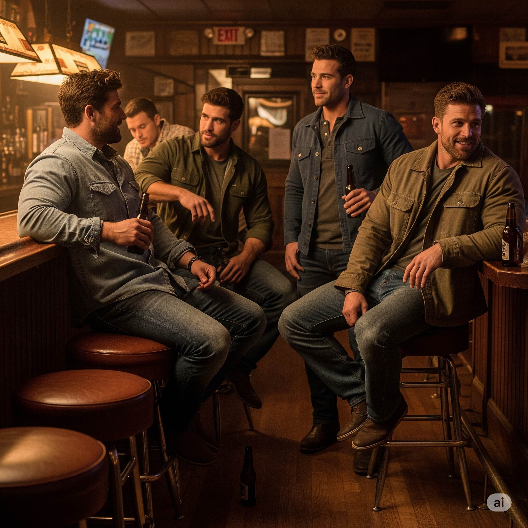 American men socializing at a bar